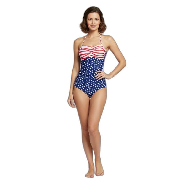 Smismivo Strapless Tummy Control US Flag Swimsuit L - Picture 2 of 7